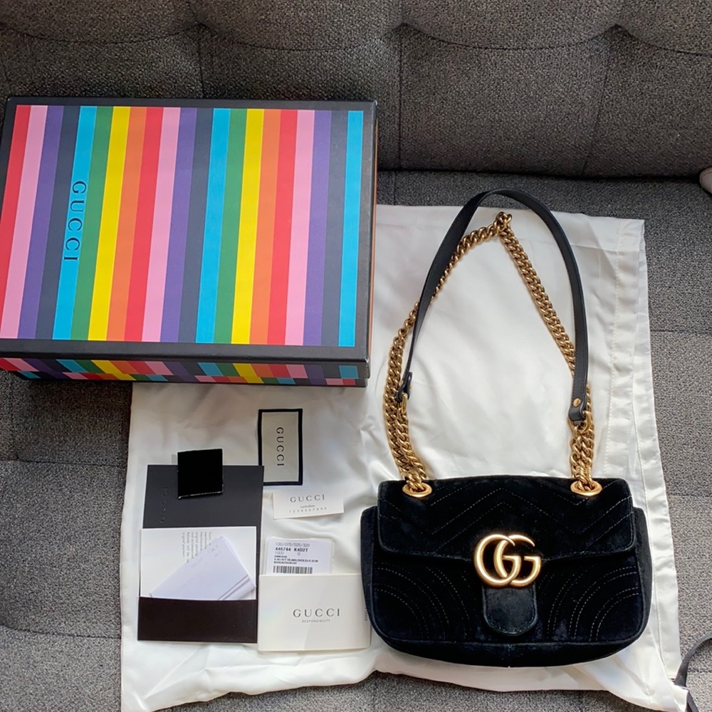 Gucci Velvet Matelasse Mini GG Marmont
